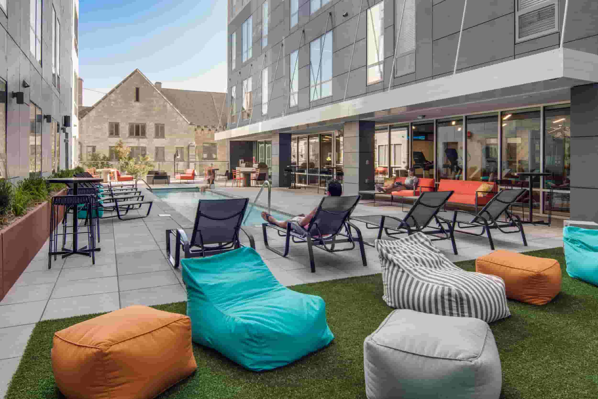 Courtyard pool at RISE on 9th