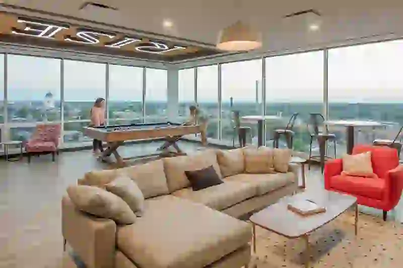 Mizzou students playing pool in the Penthouse Lounge