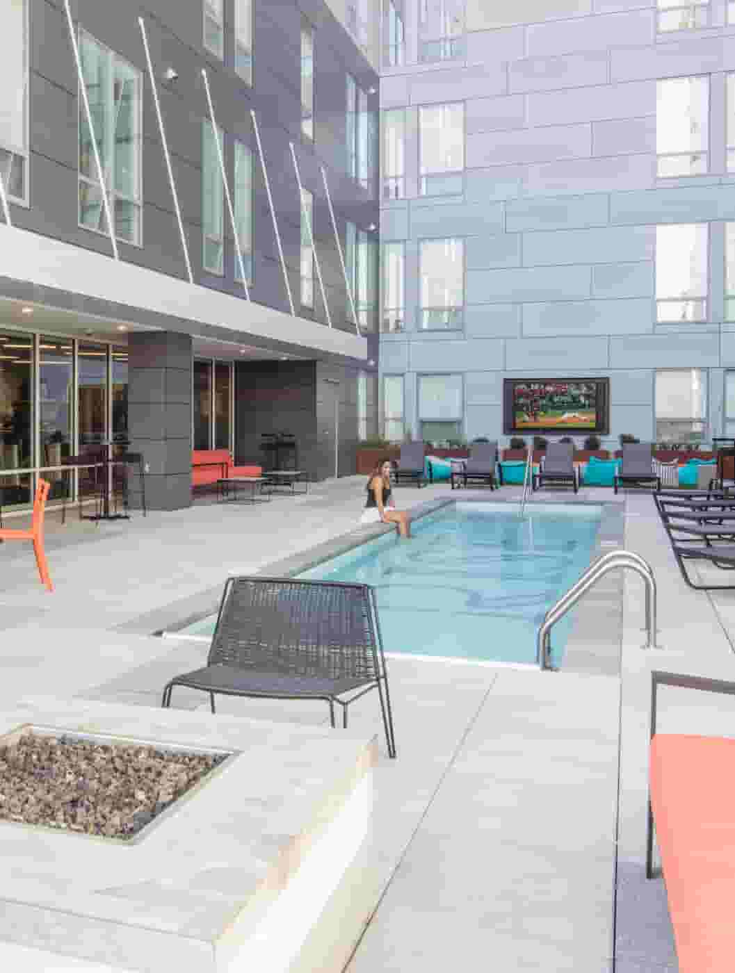 Student swimming pool and outdoor lounge